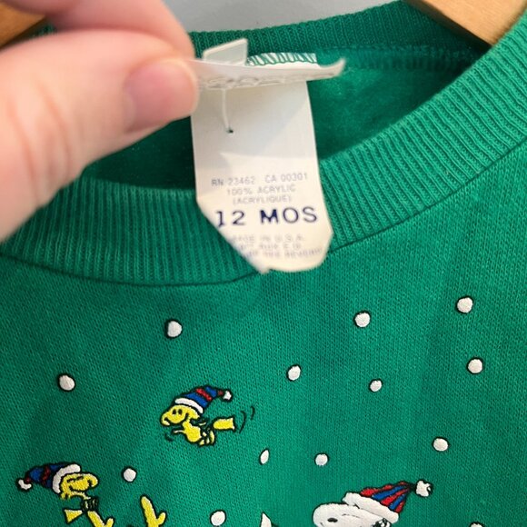 VTG 12m Snoopy Christmas Sweatshirt Charlie Brown & Gang Infant Toddler w/ Tags - Picture 6 of 9